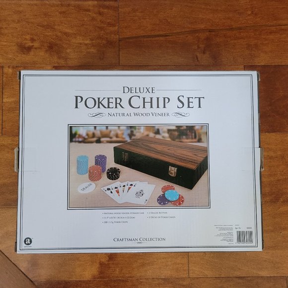 Deluxe Poker Chip Set Natural Wood Veneer Craftsman Collection NEW - Picture 8 of 8